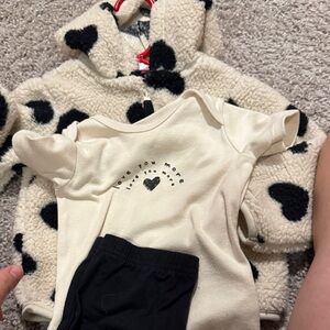 Carter's Cream and Black Heart Outfit Set